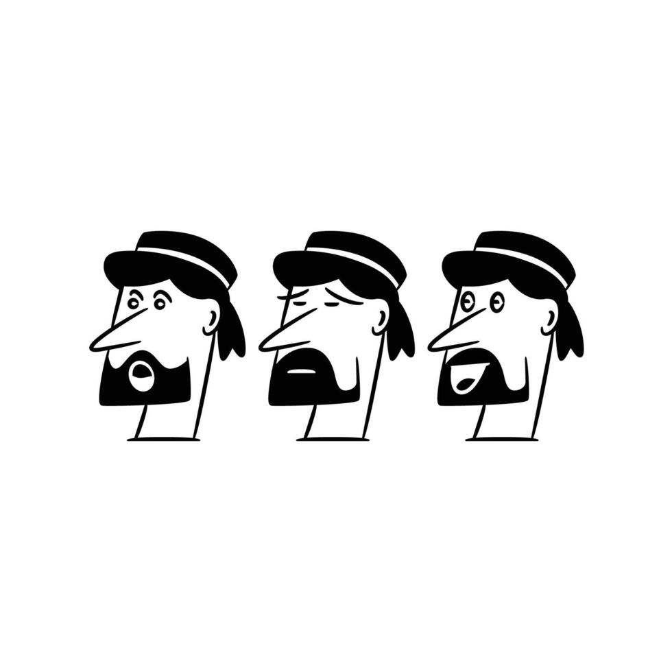 beard man face characters vector