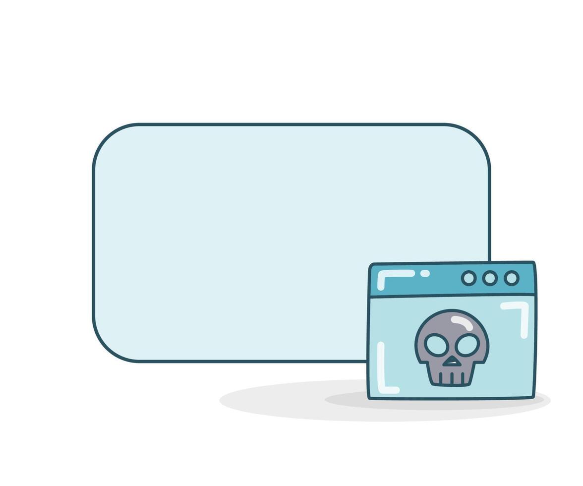 blank note board with malware skull on web icon vector
