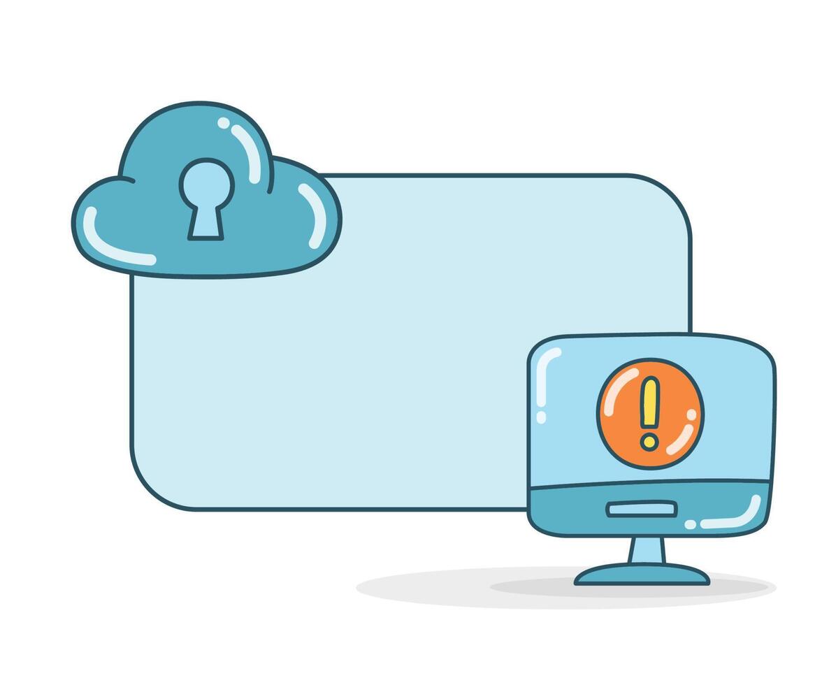 blanco Nota tablero con error computadora y nube seguridad vector