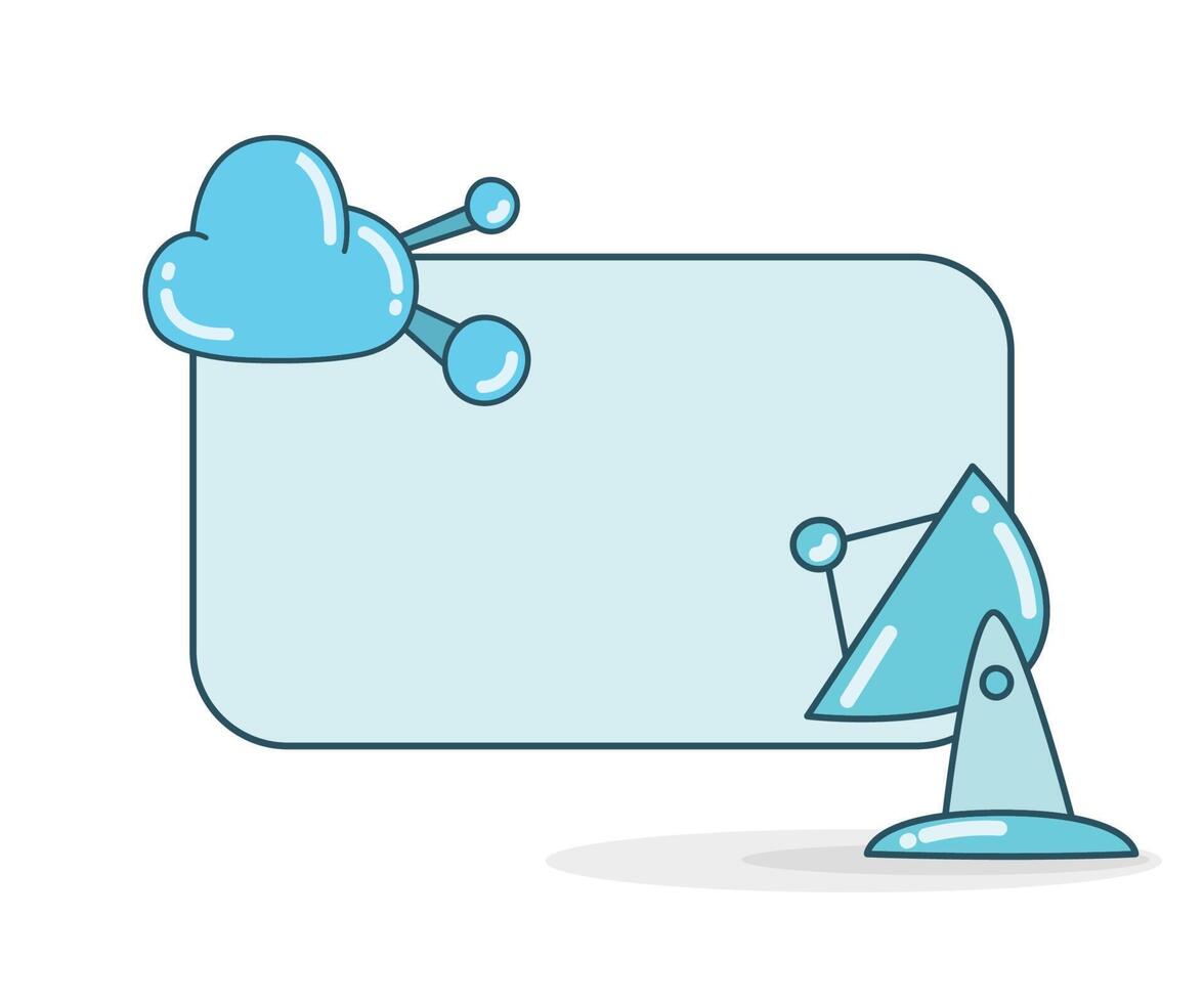 blank note board with satellite dish and cloud vector