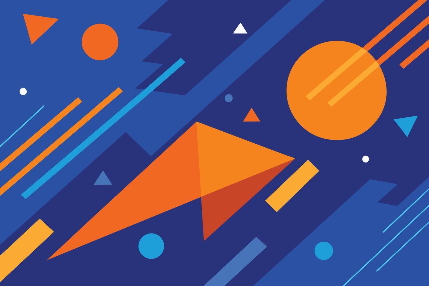 Minimal geometric background. Dynamic blue shapes composition with orange lines. Abstract background modern hipster futuristic graphic. Vector abstract background texture design