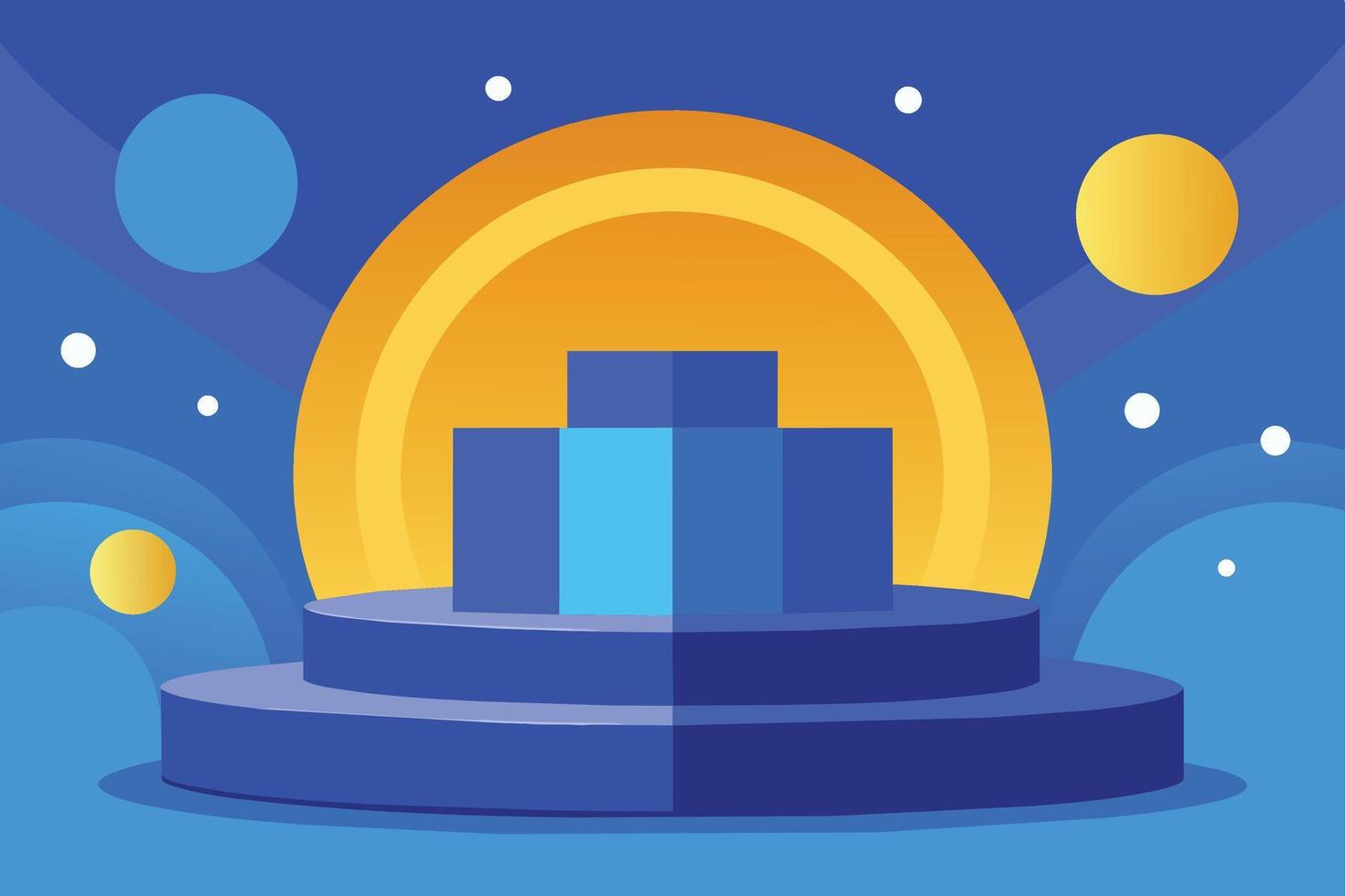 blue podium with circles background vector