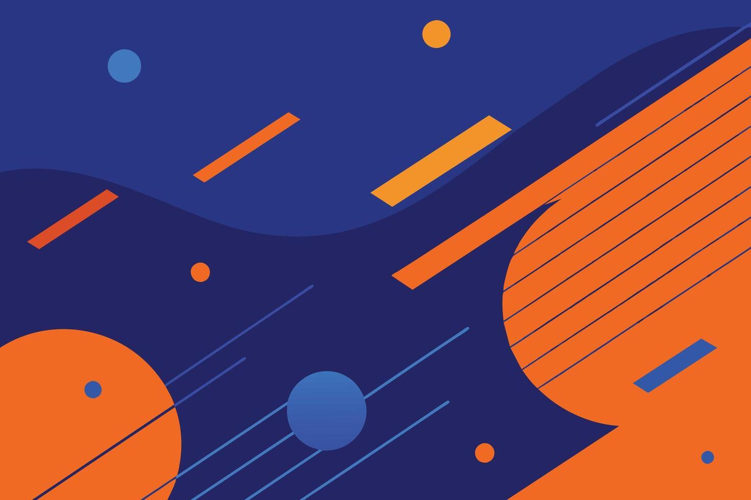 Minimal geometric background. Dynamic blue shapes composition with orange lines. Abstract background modern hipster futuristic graphic. Vector abstract background texture design