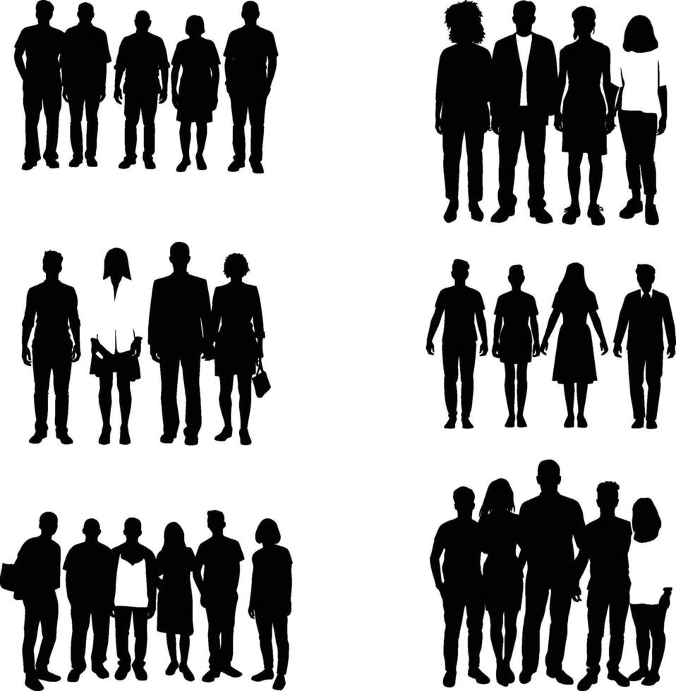 Set of General Adult People Silhouette, vector on isolated white background