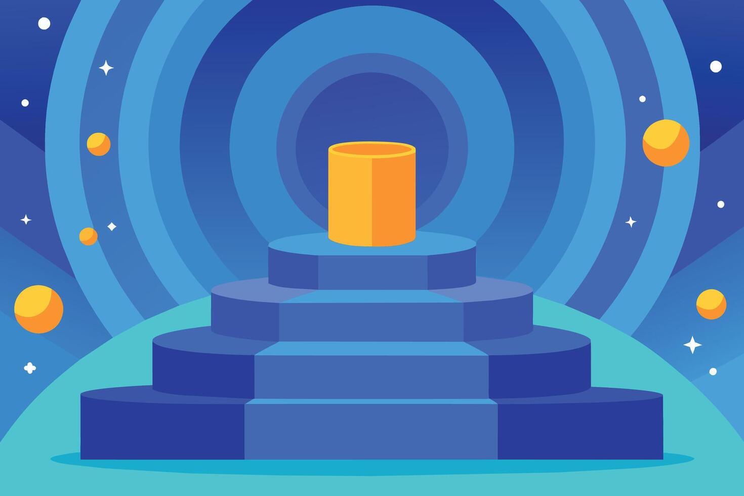 blue podium with circles background vector