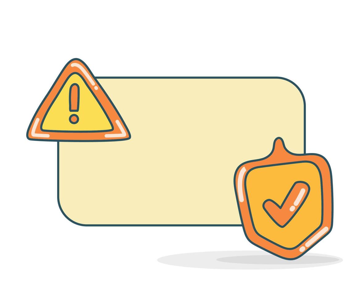 error and shield with blank board vector illustration