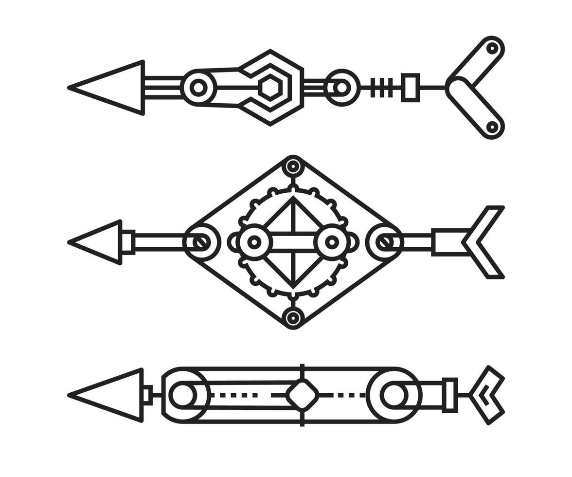 arrows weapon set line vector illustration