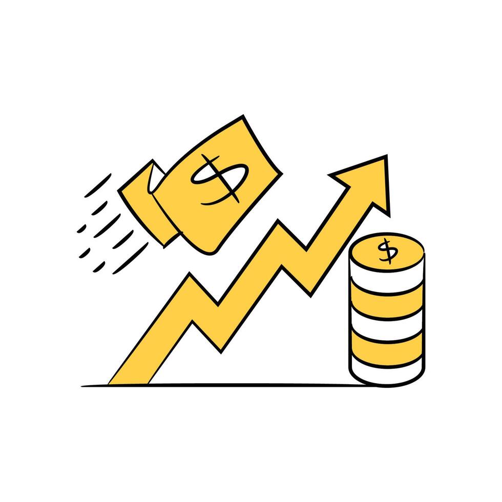 dollar money and arrow chart icon illustration vector