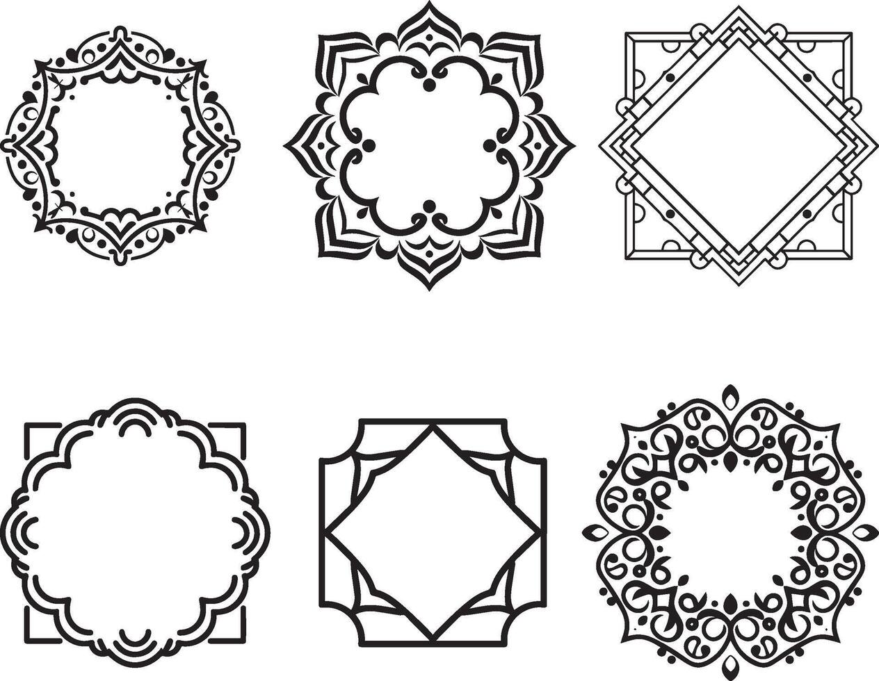 Set of frames border design, vector. on isolated white background vector
