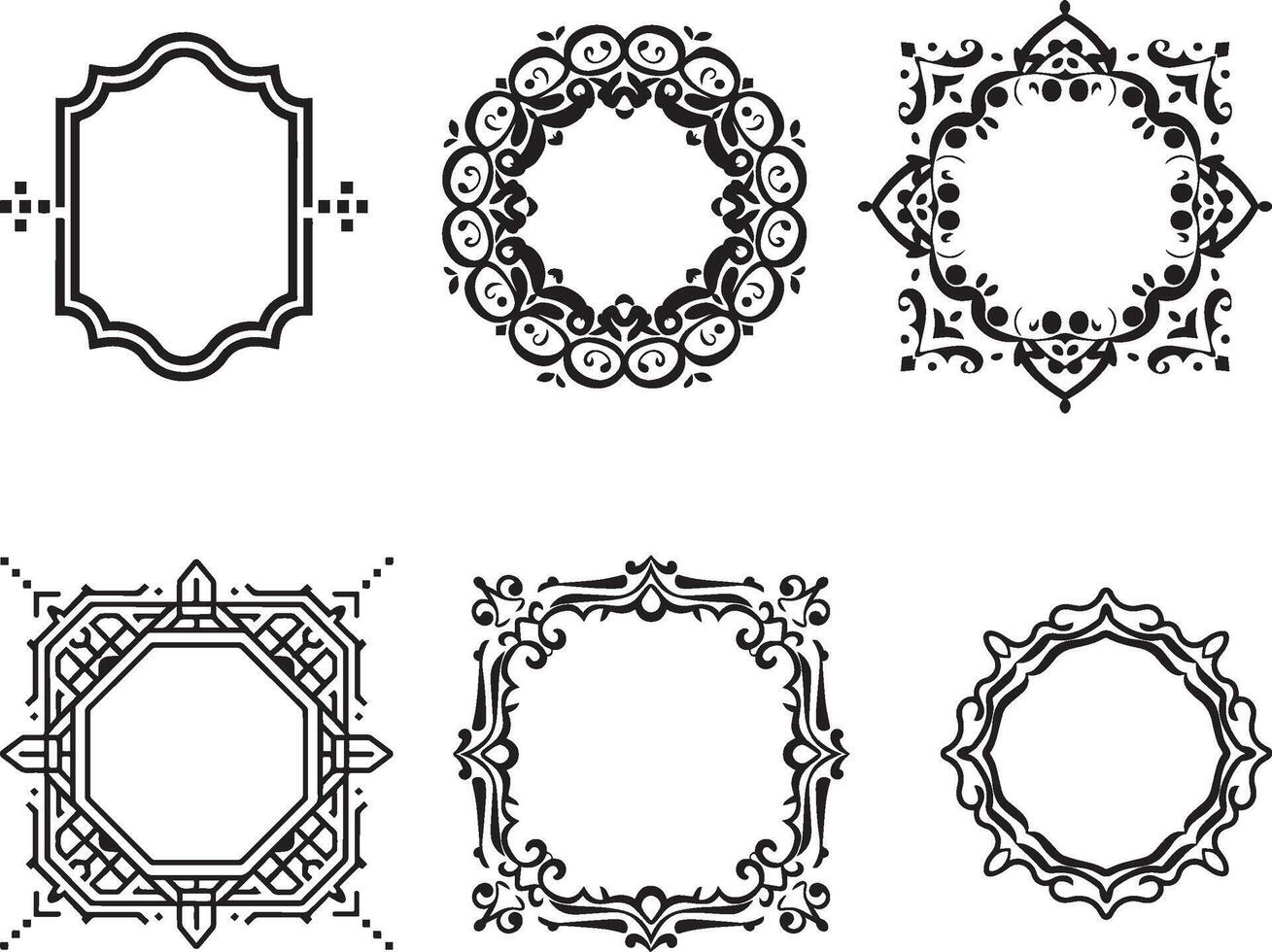 Set of frames border design, vector. on isolated white background vector