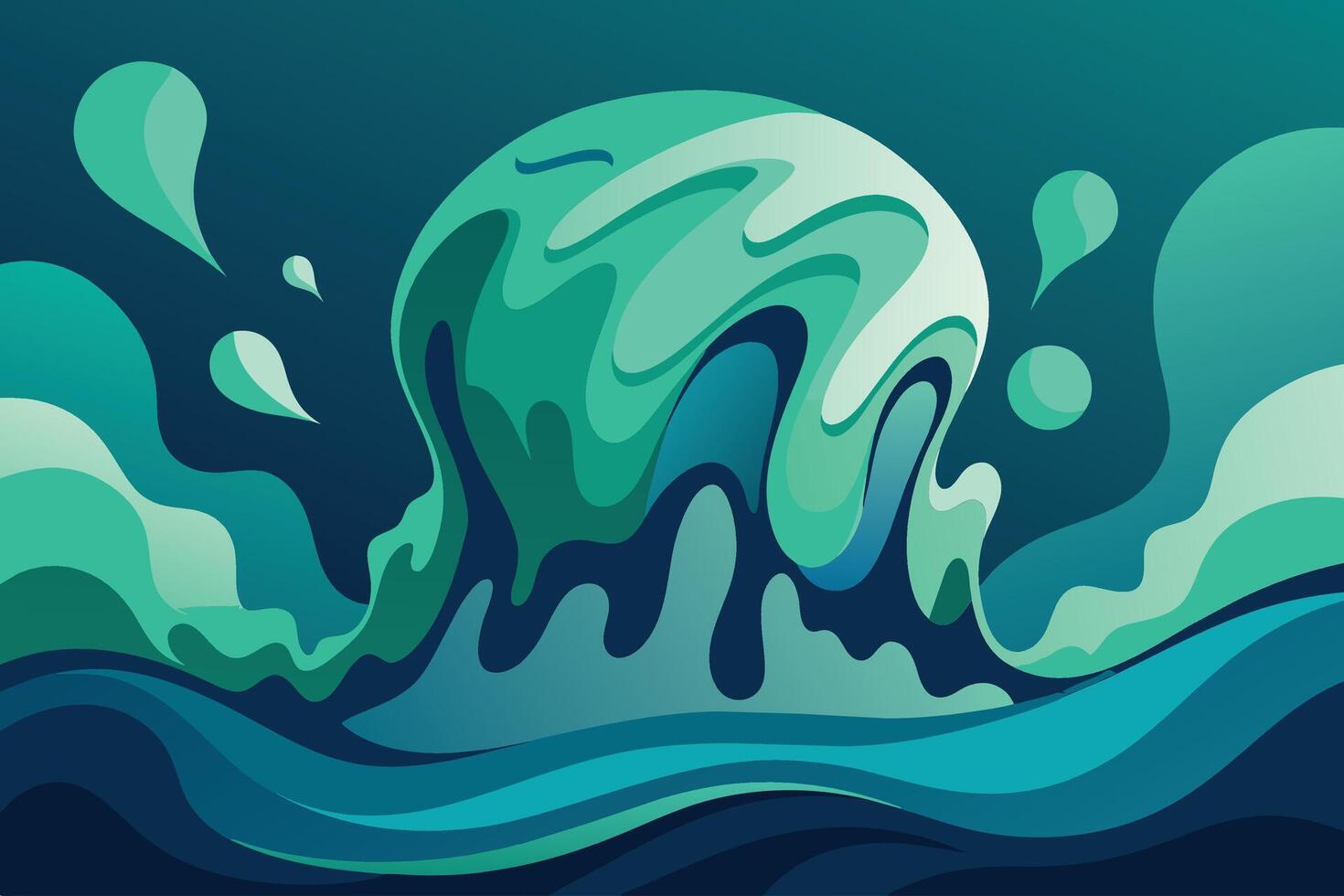 Abstract art teal blue green gradient paint background with liquid fluid grunge texture Background vector