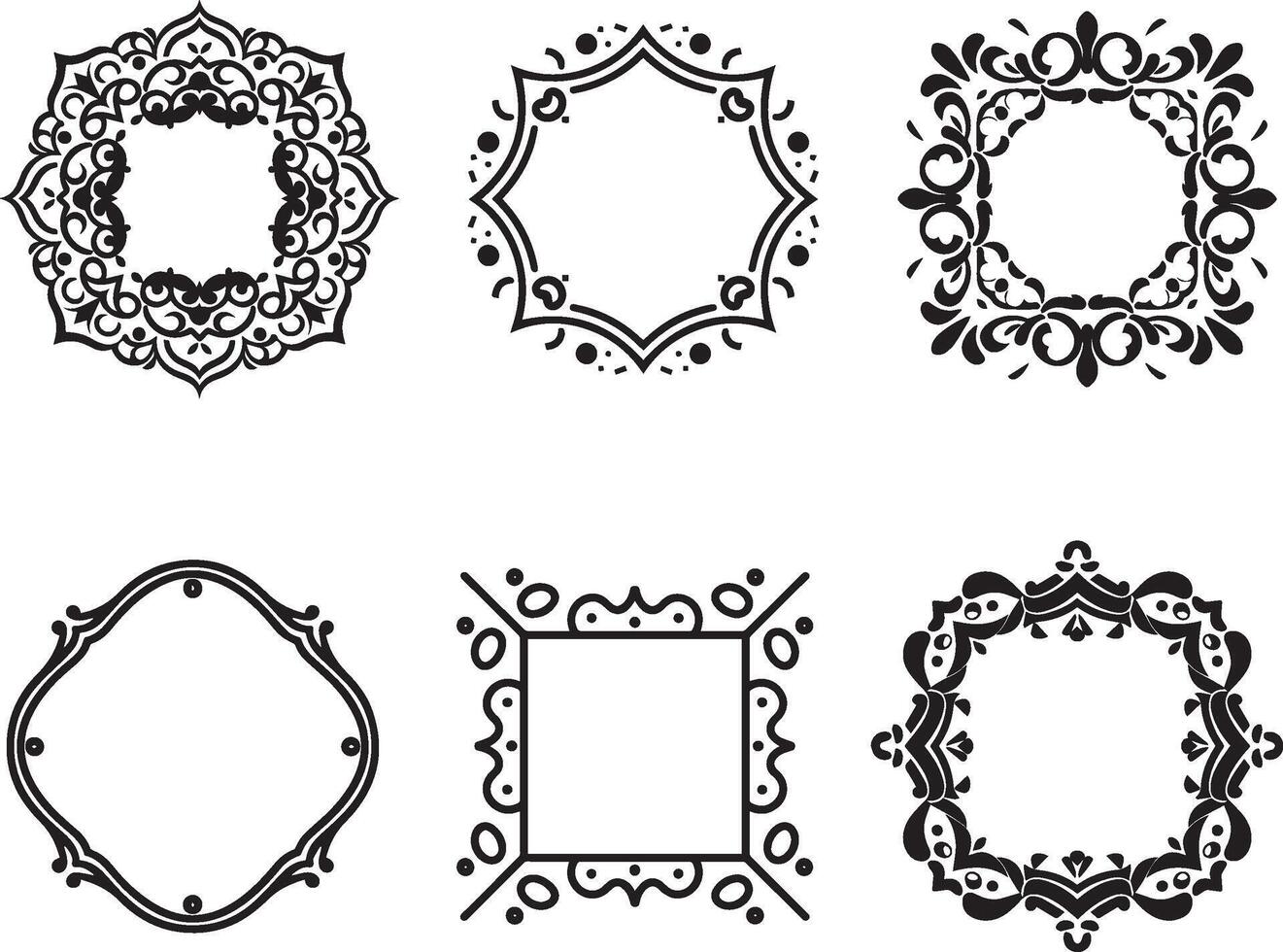 Set of frames border design, vector. on isolated white background vector