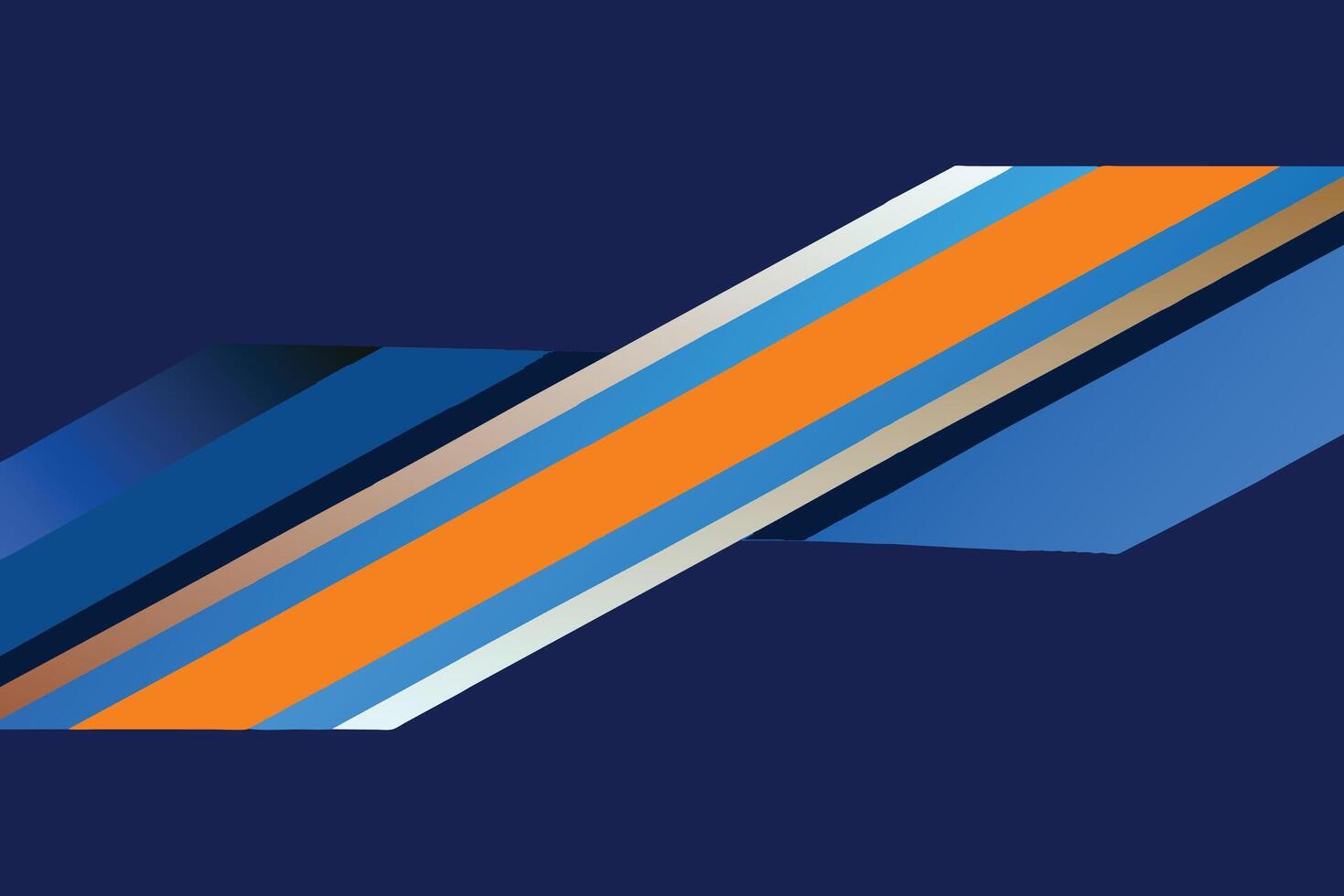 High contrast blue and orange glossy stripes. Abstract tech graphic banner design. Vector corporate background