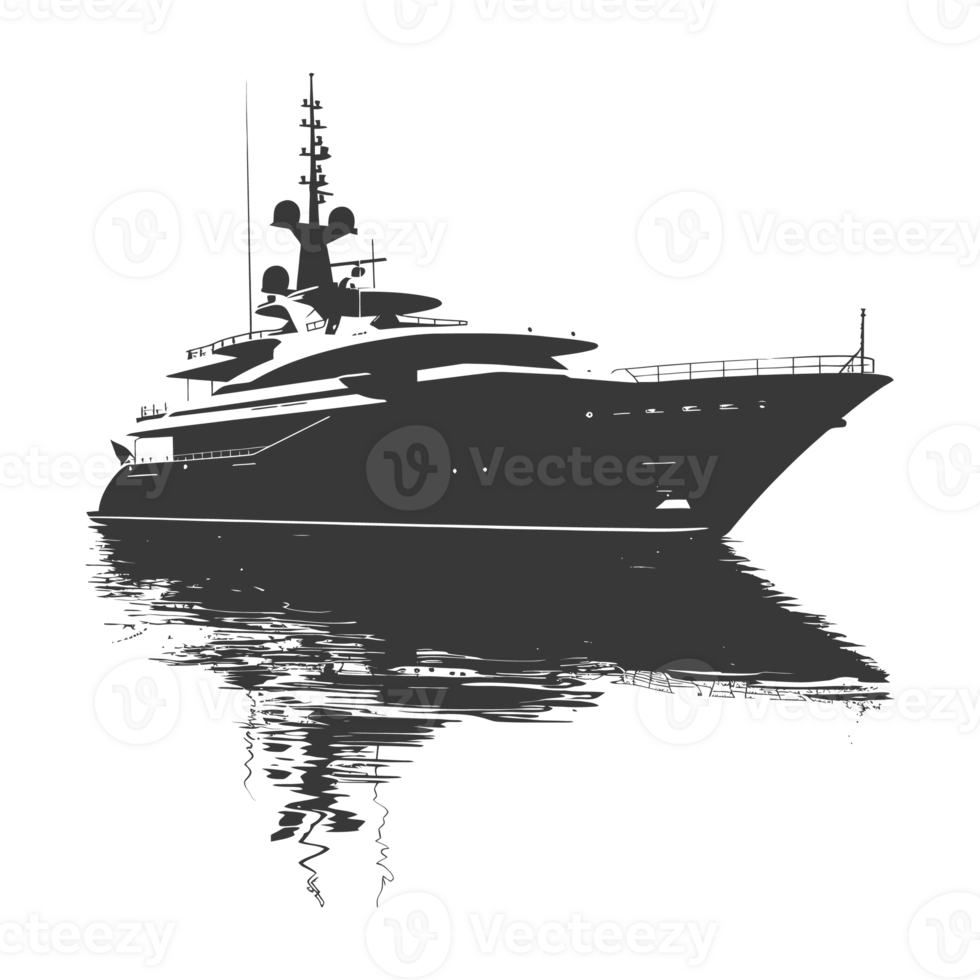 ai généré silhouette yacht ou bateau noir Couleur seulement png
