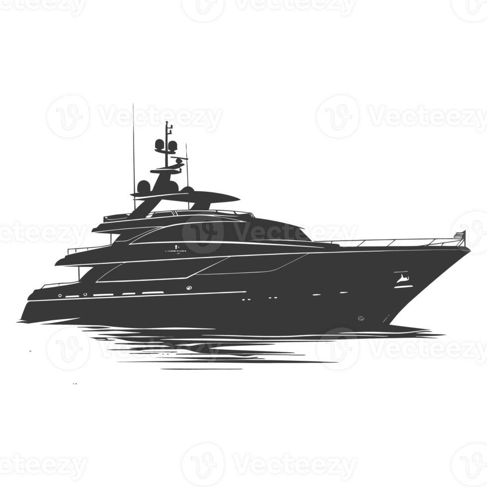 AI generated Silhouette yacht or boat black color only png