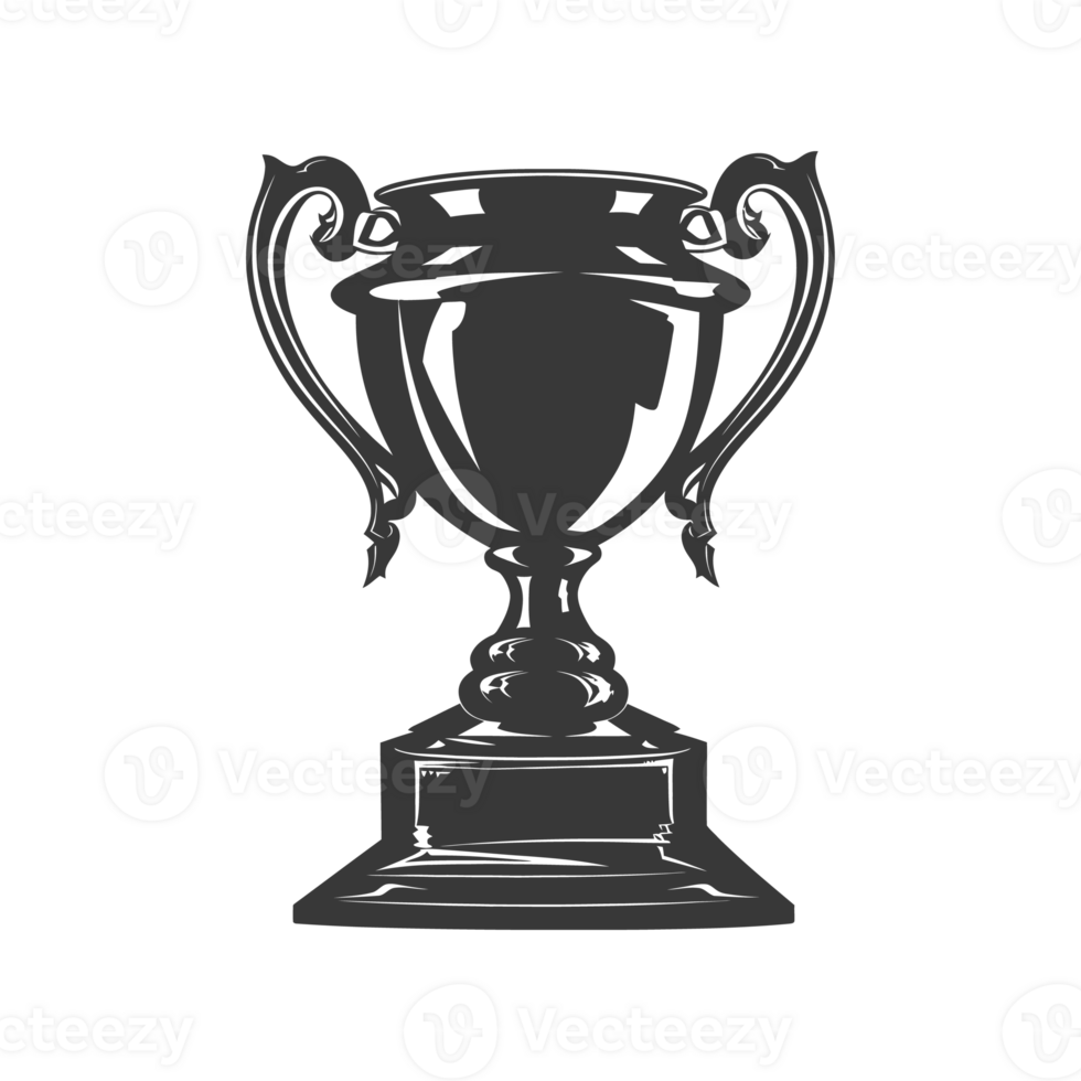 AI generated Silhouette trophy winner symbol black color only png