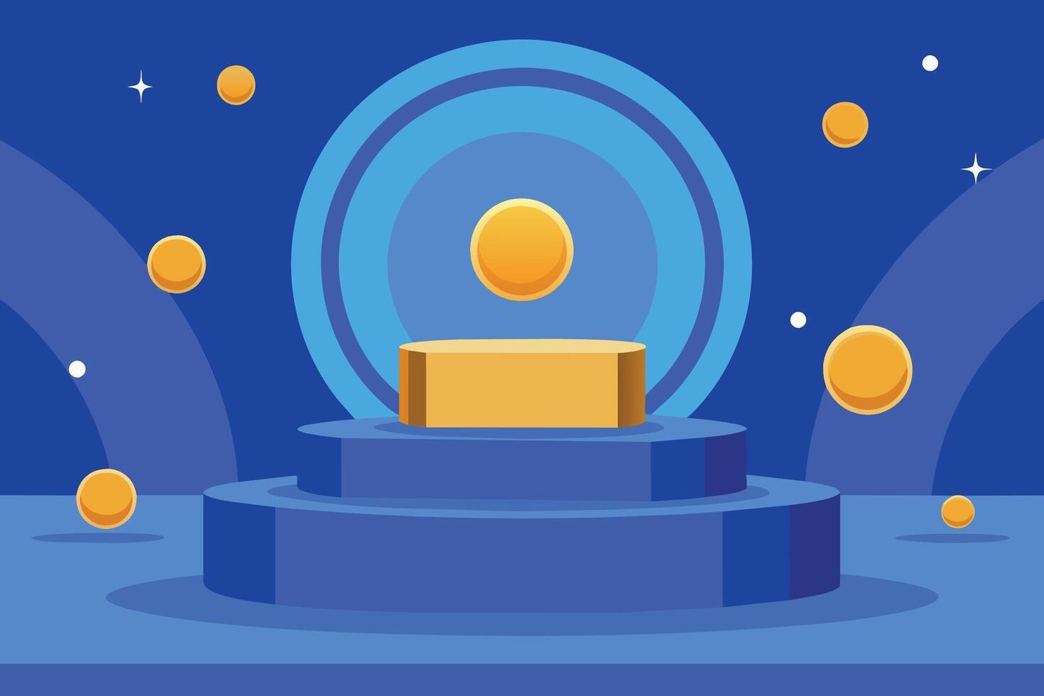 blue podium with circles background vector
