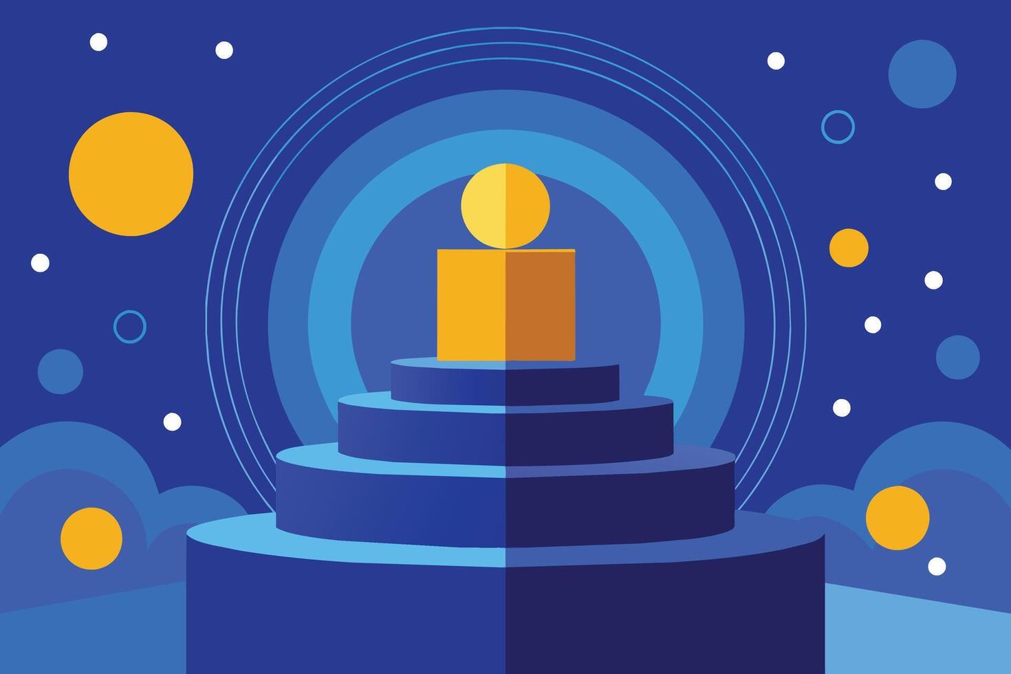 blue podium with circles background vector