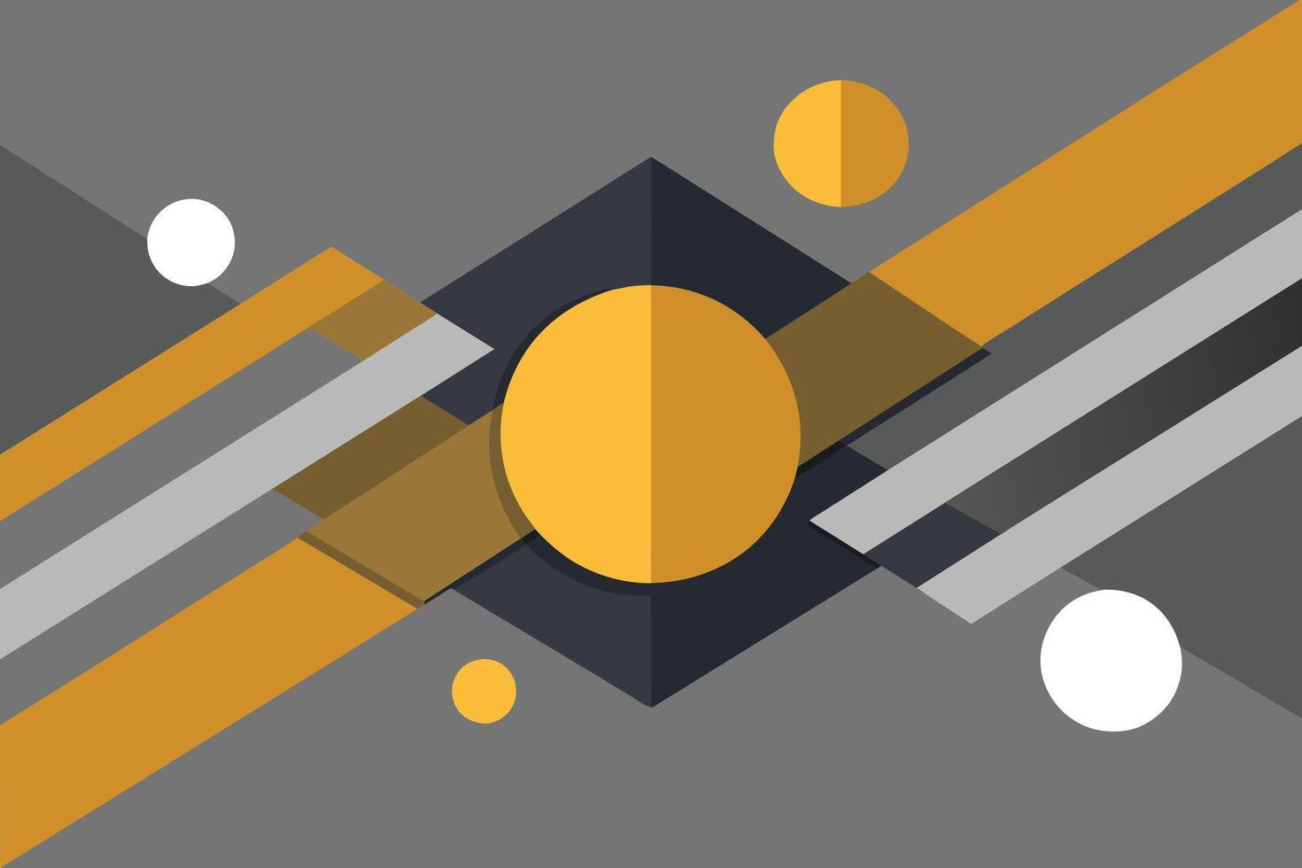 Tech geometric background with abstract golden and grey circles. Vector banner design