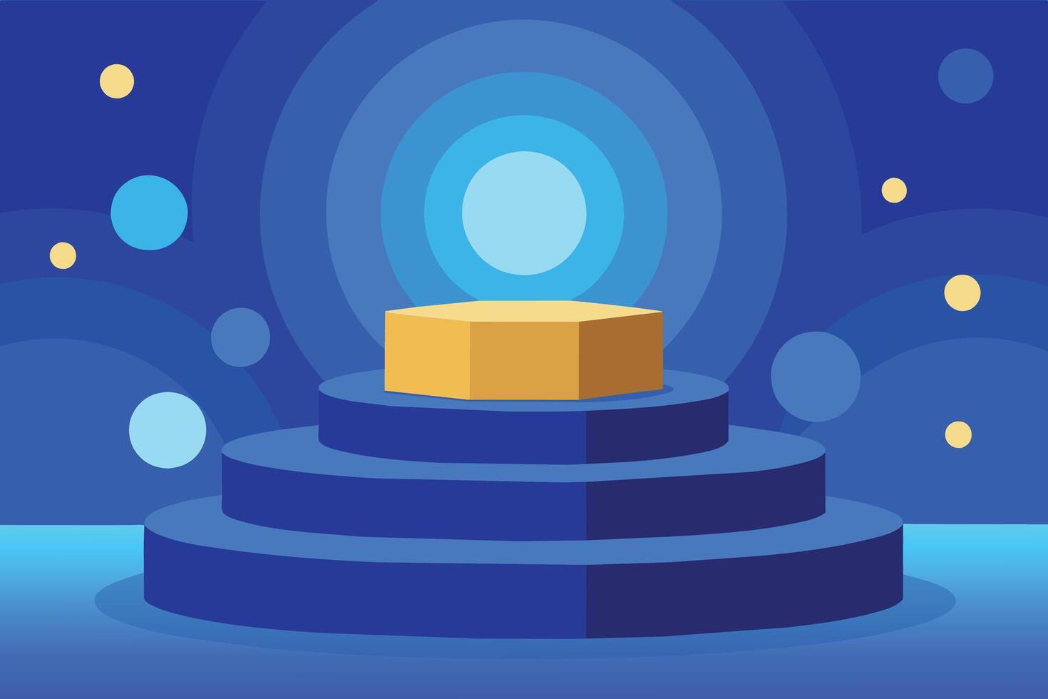 blue podium with circles background vector