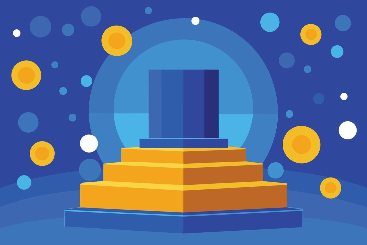 blue podium with circles background vector