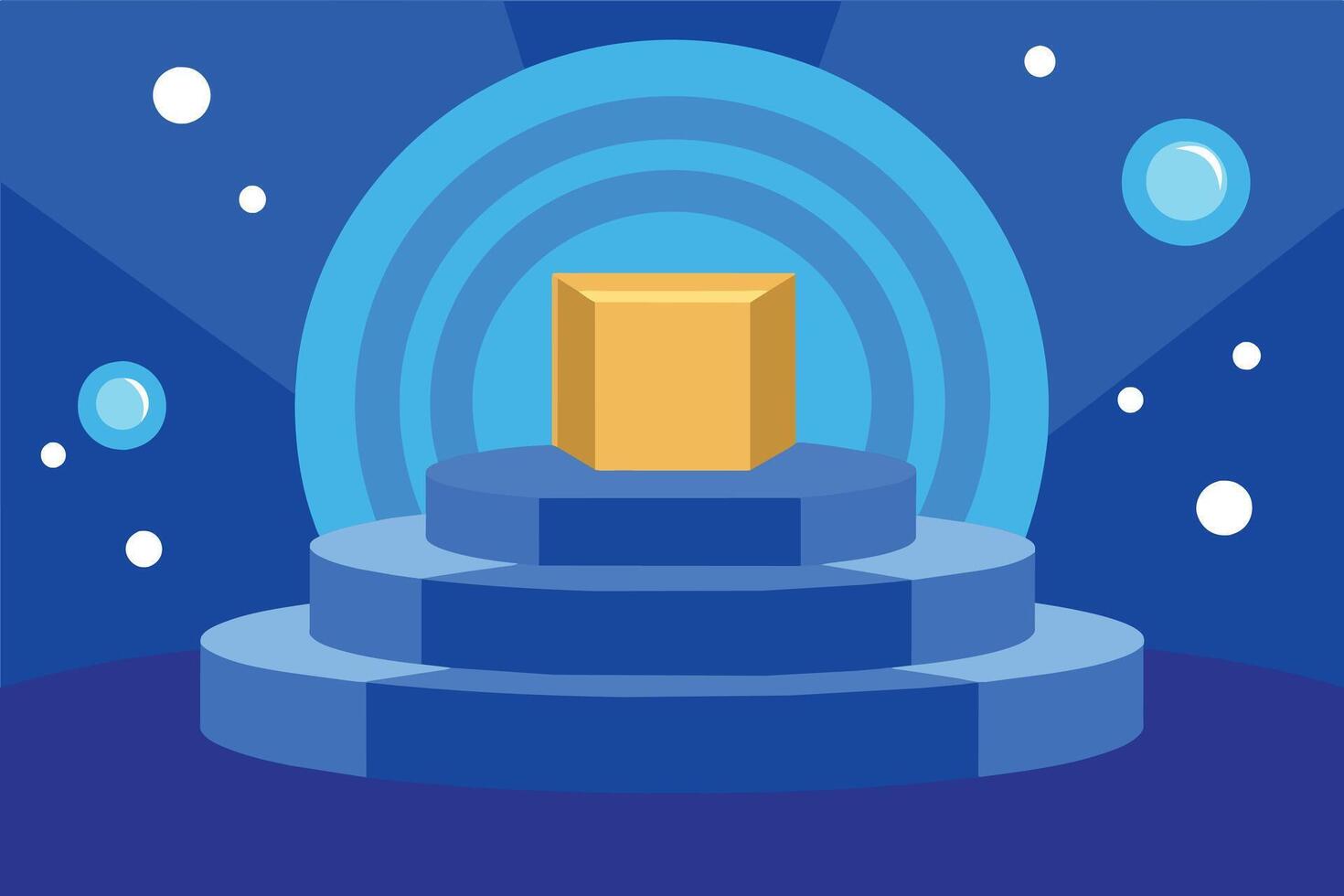 blue podium with circles background vector