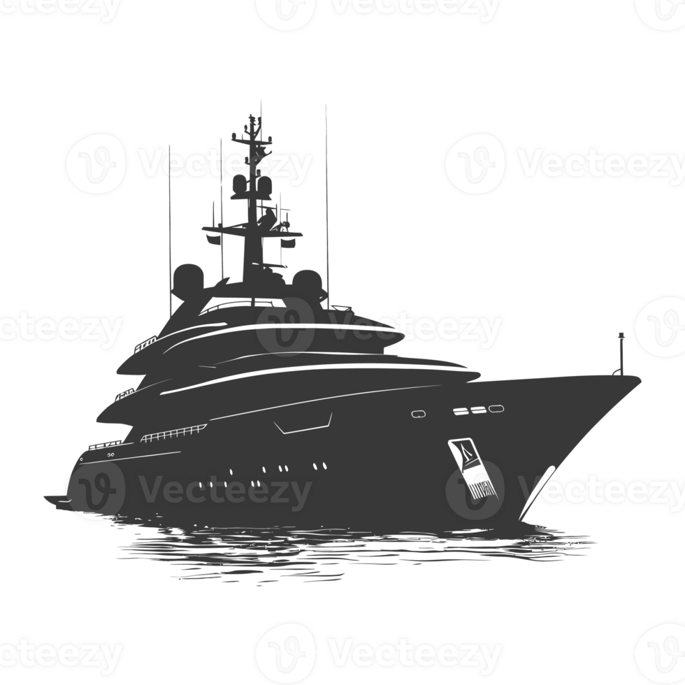 AI generated Silhouette yacht or boat black color only png