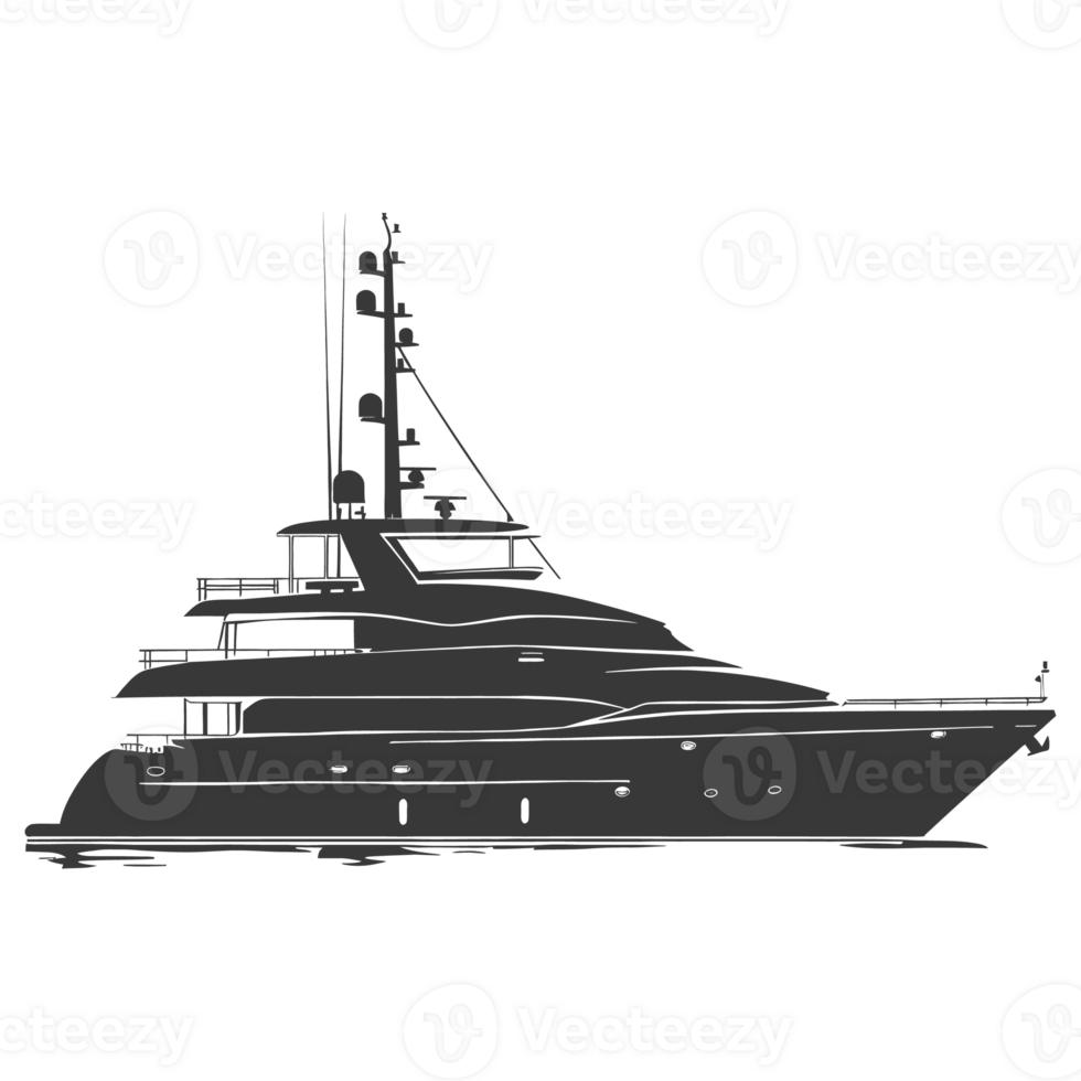 AI generated Silhouette yacht or boat black color only png