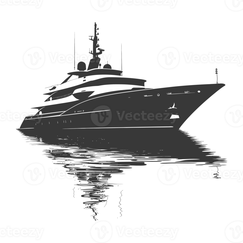 AI generated Silhouette yacht or boat black color only png