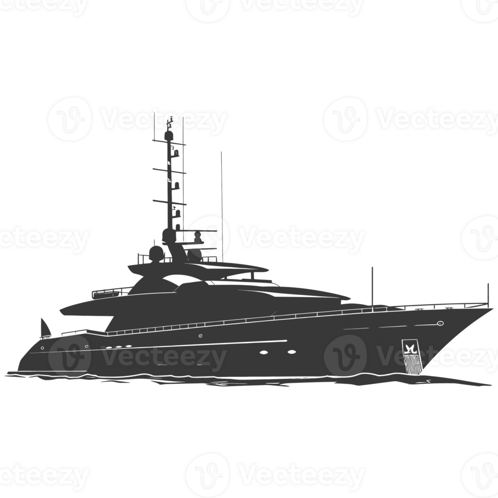 AI generated Silhouette yacht or boat black color only png