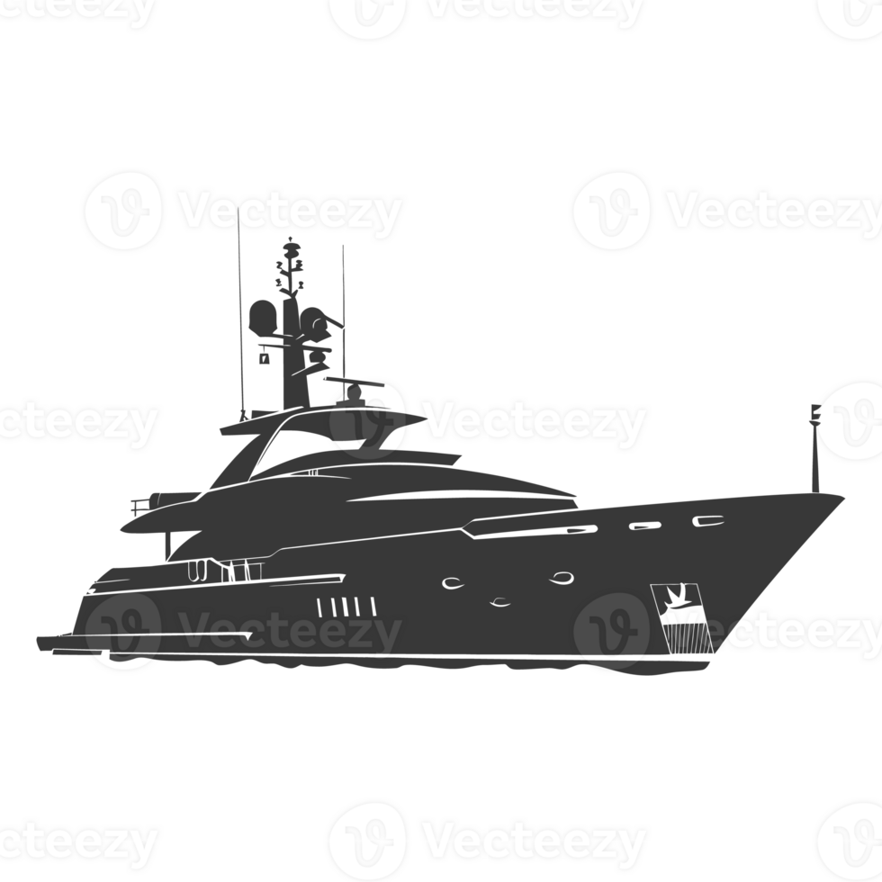 AI generated Silhouette yacht or boat black color only png