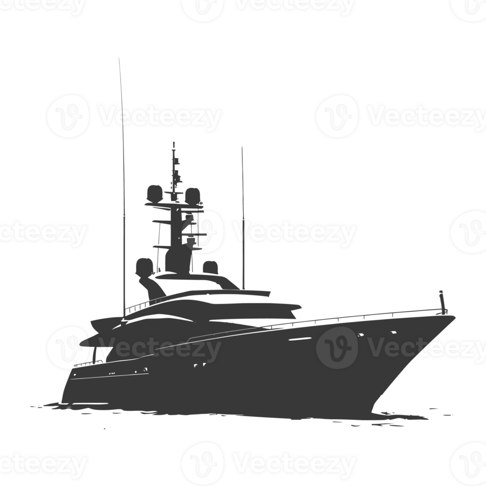 AI generated Silhouette yacht or boat black color only png