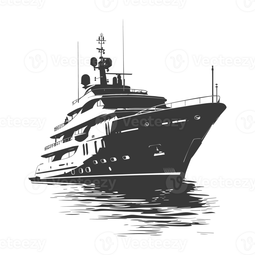 AI generated Silhouette yacht or boat black color only png