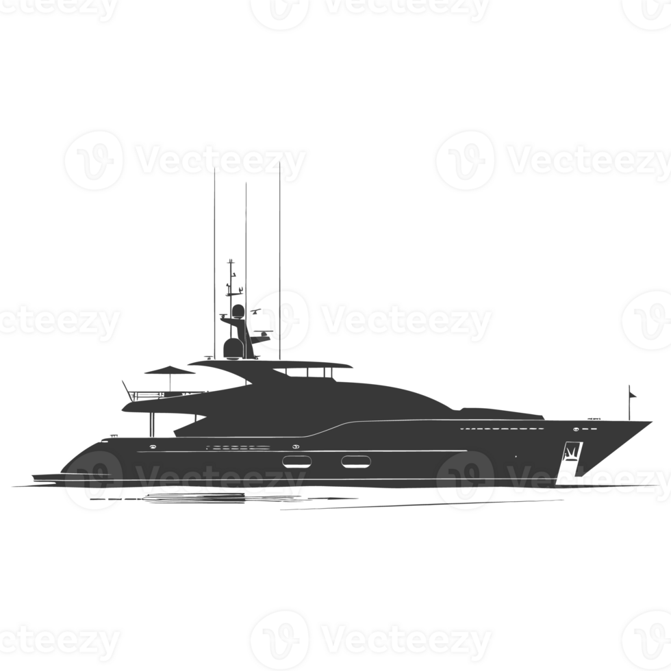 AI generated Silhouette yacht or boat black color only png