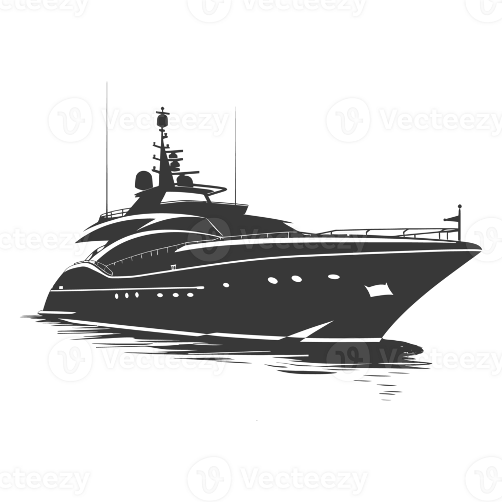 AI generated Silhouette yacht or boat black color only png
