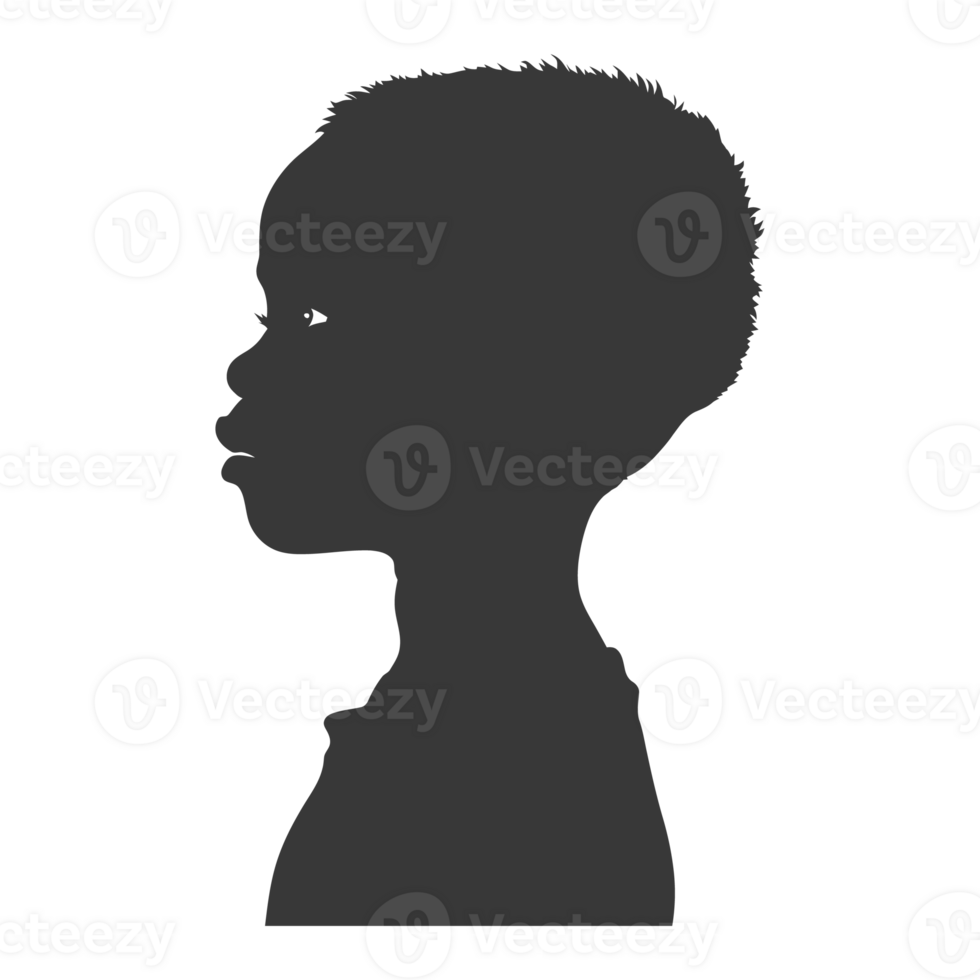 AI generated Silhouette african boy black color only png