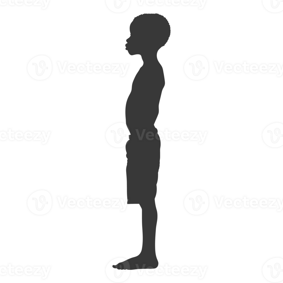 AI generated Silhouette african boy black color only png