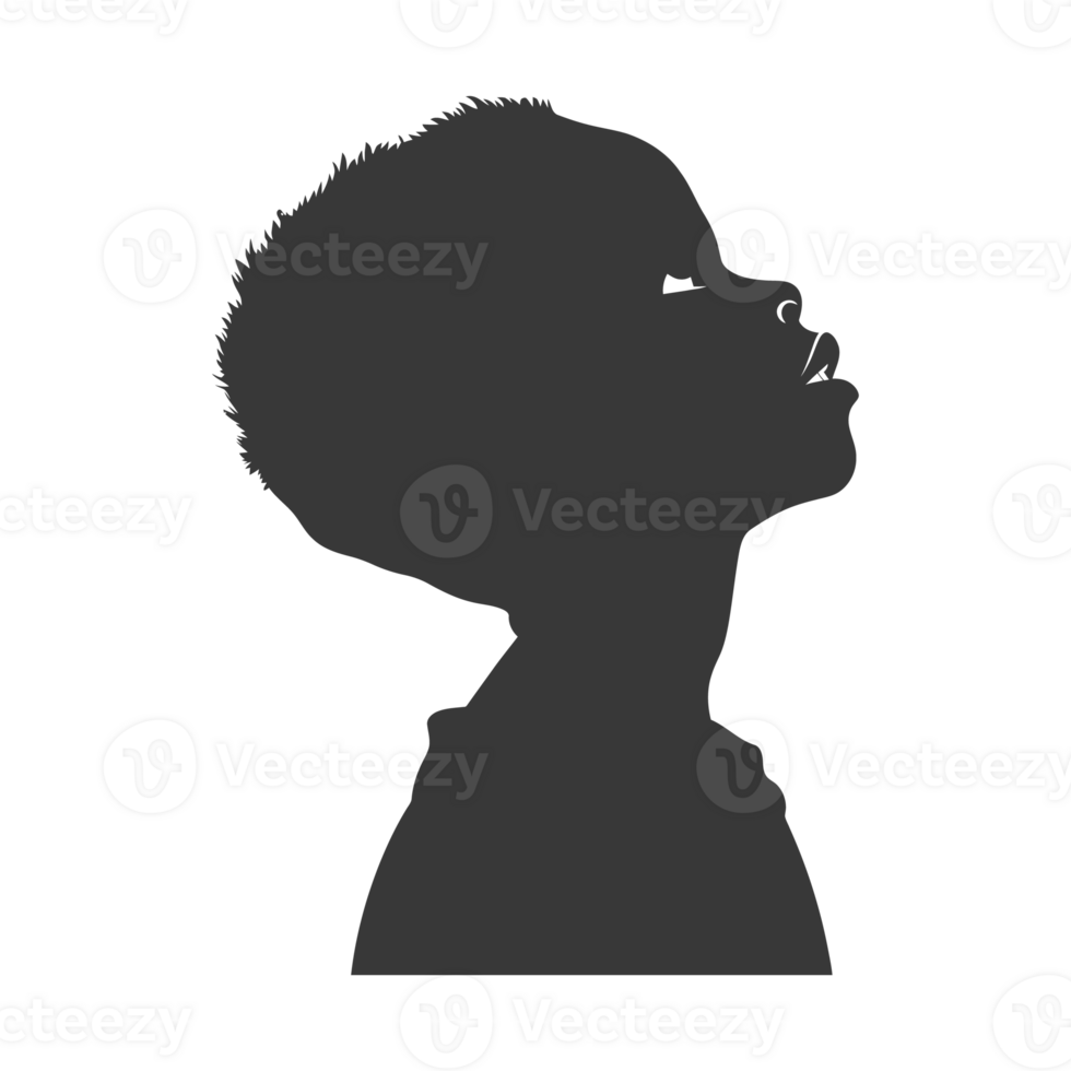 AI generated Silhouette african boy black color only png