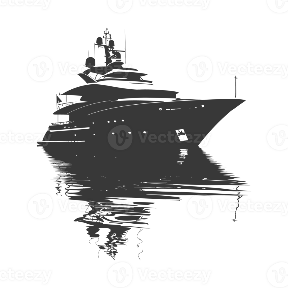 AI generated Silhouette yacht or boat black color only png