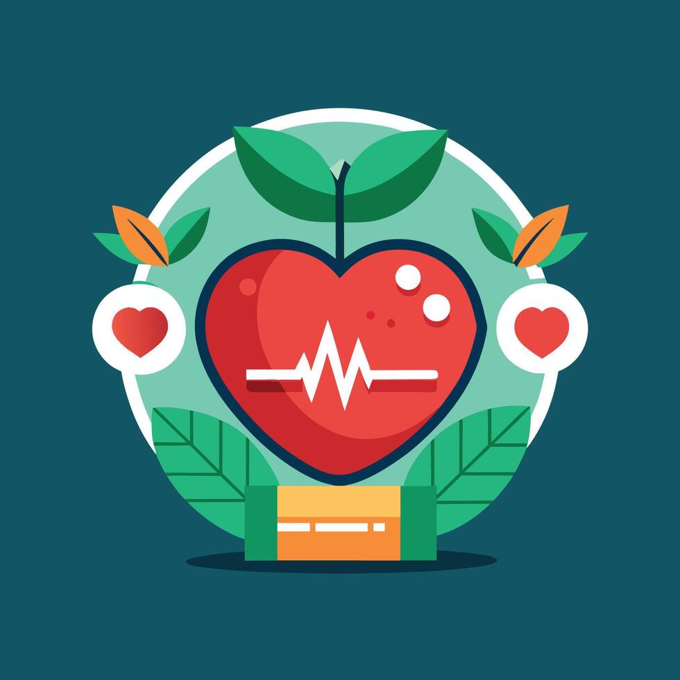 Heart cardiogram icon. Vector illustration in flat design style.