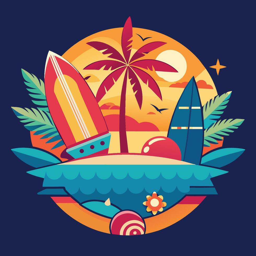 Summer design over green background, vector illustration. graphic design. beach