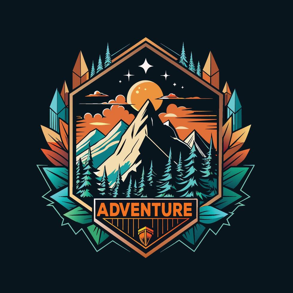 Vintage adventure t-shirt print design vector illustration