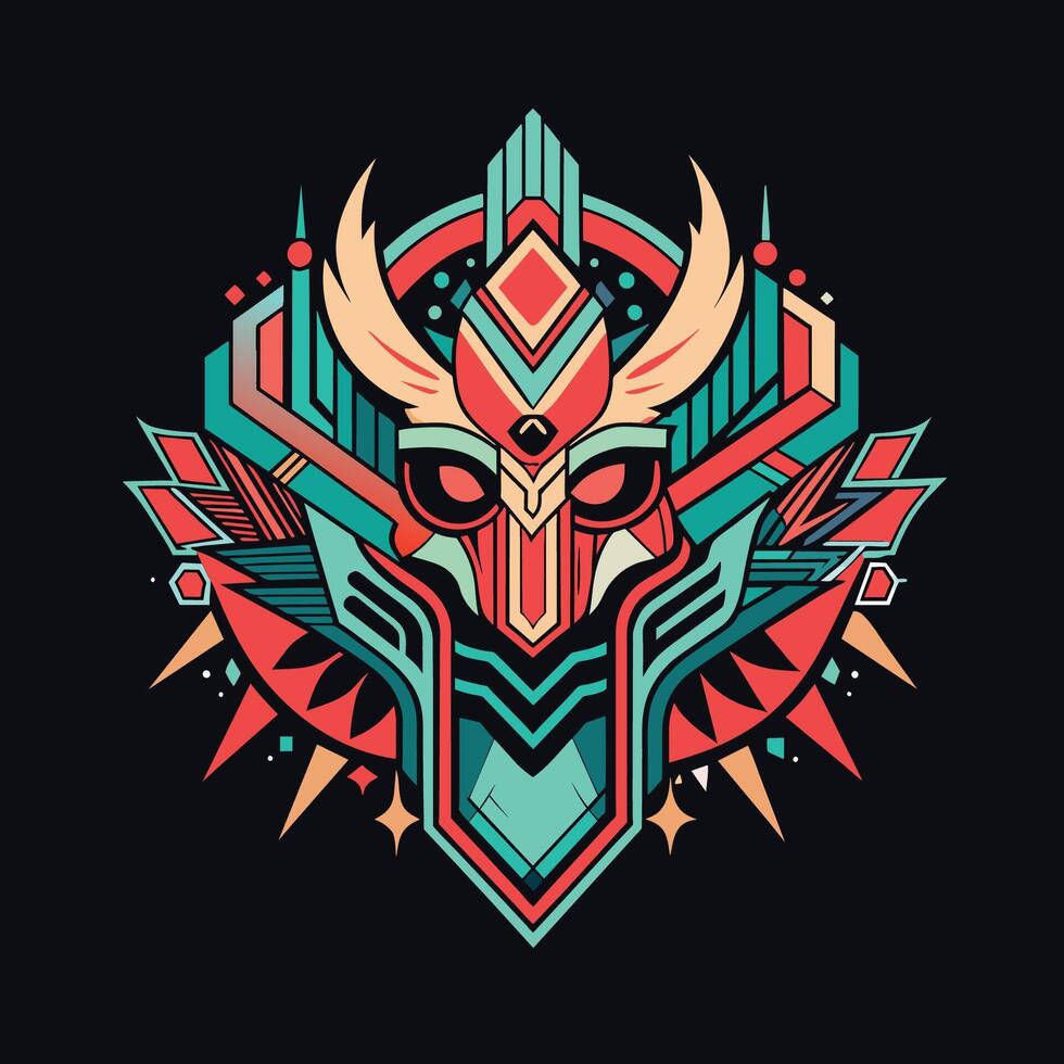 Tribal mask. Vector illustration for t-shirt print.