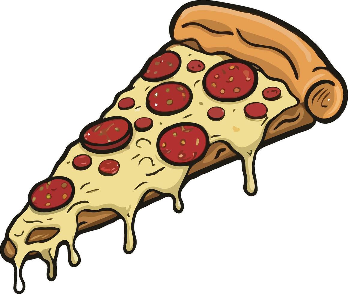 Pizza slice with pepperoni and mozzarella Vector illustration