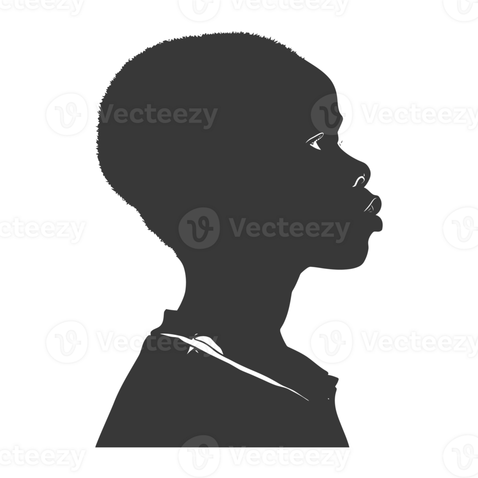 AI generated Silhouette african boy black color only png