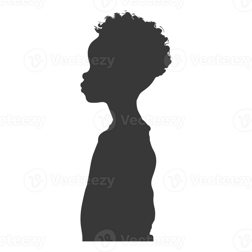 AI generated Silhouette african boy black color only png