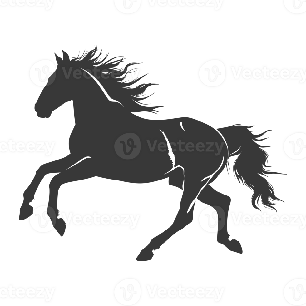 AI generated Silhouette a horses galloping black color only png