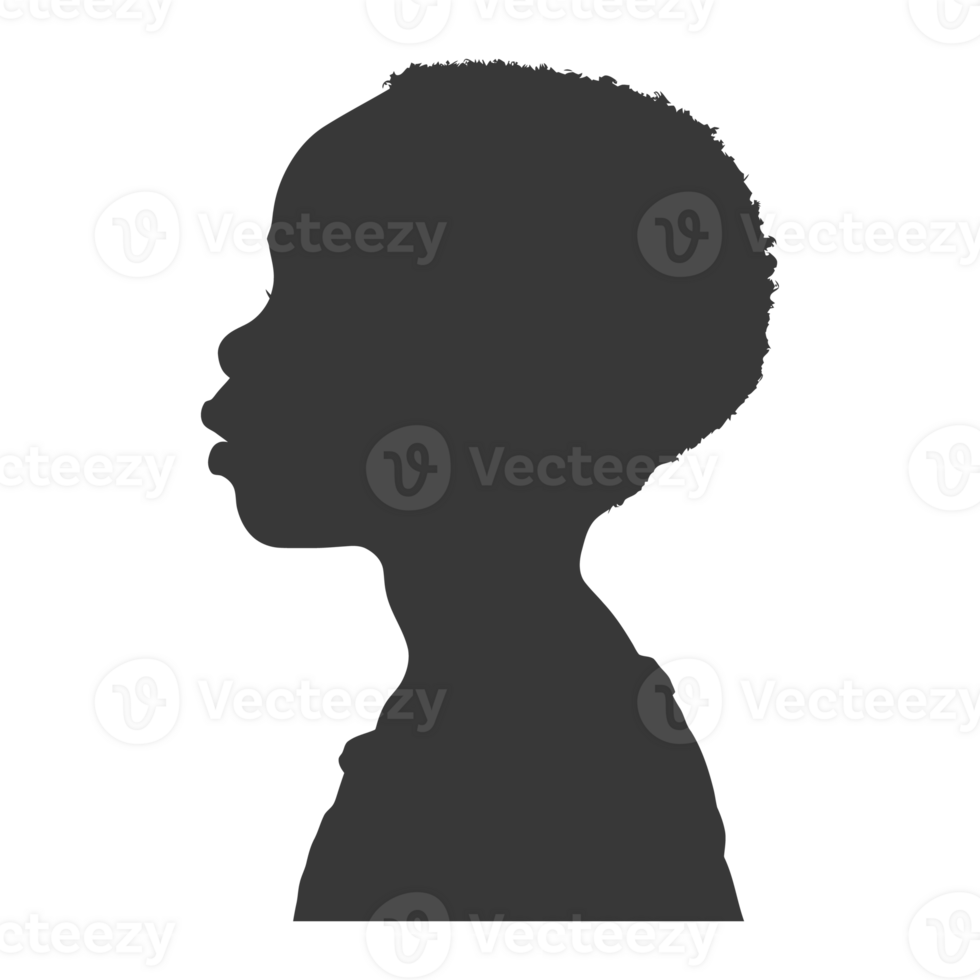 AI generated Silhouette african boy black color only png