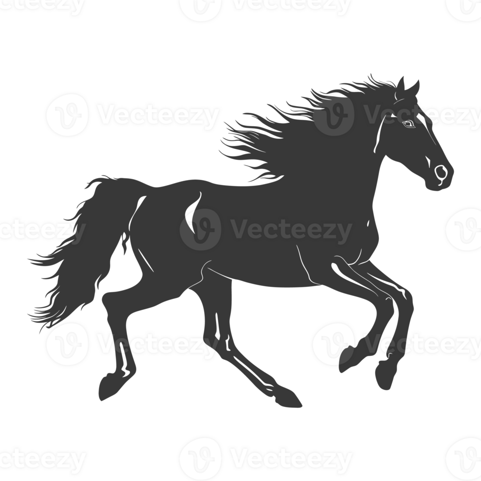 AI generated Silhouette a horses galloping black color only png