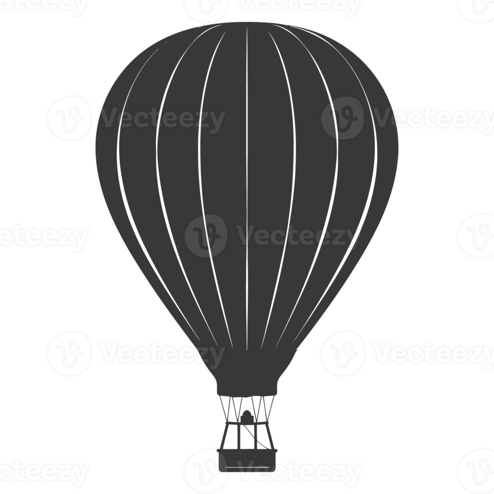 AI generated Silhouette air balloon black color only png